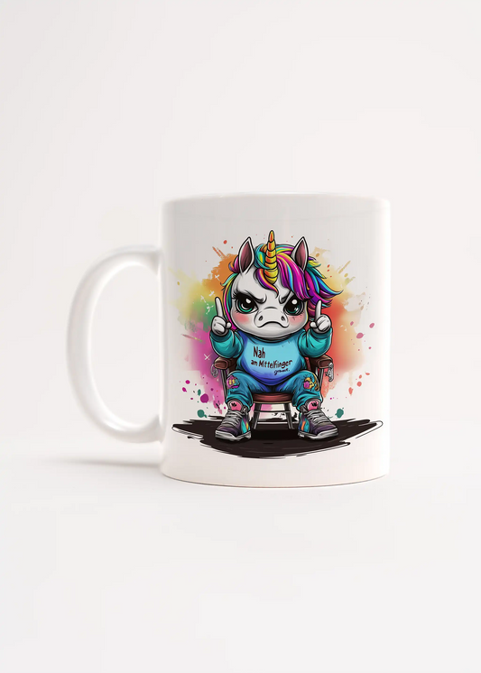Nah am Mittelfinger gebaut - Einhorntasse